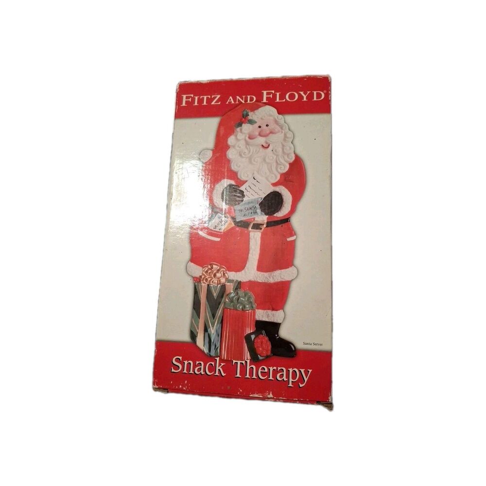 FITZ AND FLOYD Santa w/Letters Snack Therapy Ceramic Food Tray New in Box!